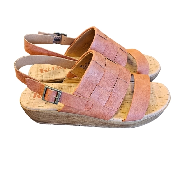 Korks Fraya Orange Cinnamon Nubuck Wedge Clog Sandals NEW - Picture 3 of 7